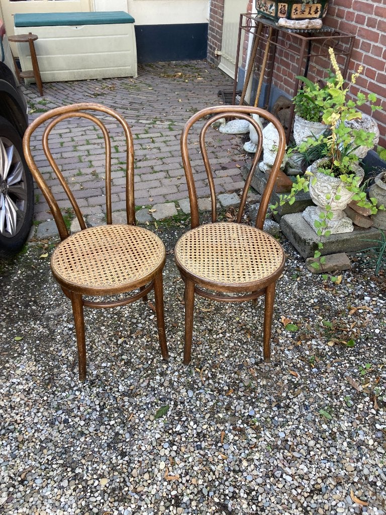 Set van 2 Thonet stoelen met rotan zitting, Ophalen