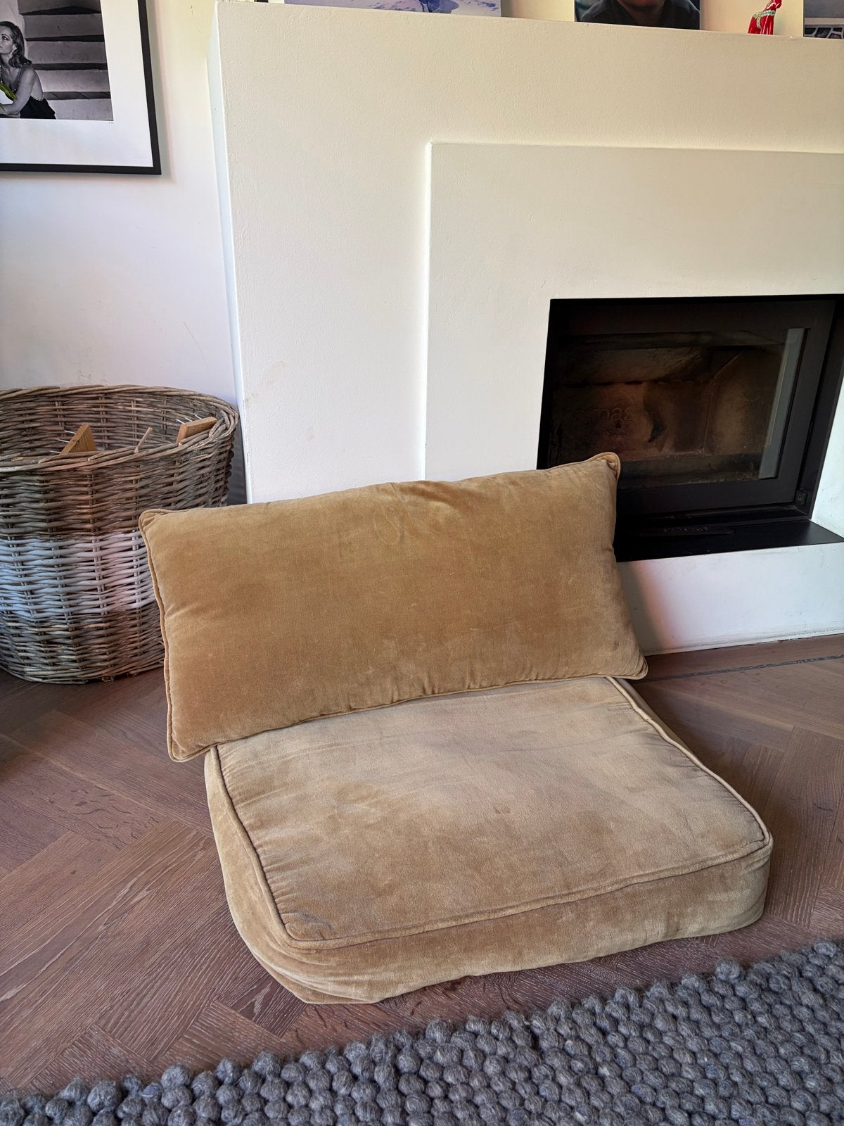 Loungekussen - beige, Ophalen, Gebruikt, Geel, Rechthoekig