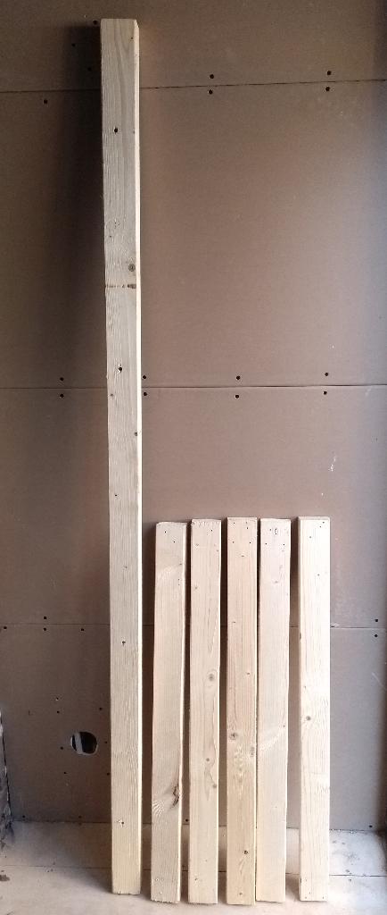 vuren balken 44 x 69 mm geschaafd - 1 x 190 cm en 5 x 90 cm, Ophalen, Gebruikt, 50 mm of meer, Balk