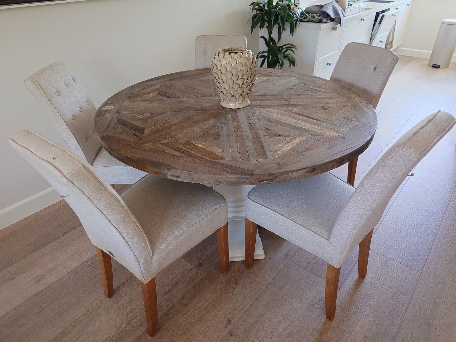 Riviera Maison Eettafel met 5 stoelen, Huis en Inrichting, Tafels | Eettafels, Zo goed als nieuw, 100 tot 150 cm, 100 tot 150 cm