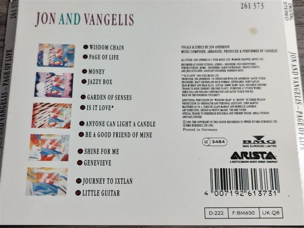 Jon And Vangelis - Page Of Life., Ophalen of Verzenden, Zo goed als nieuw