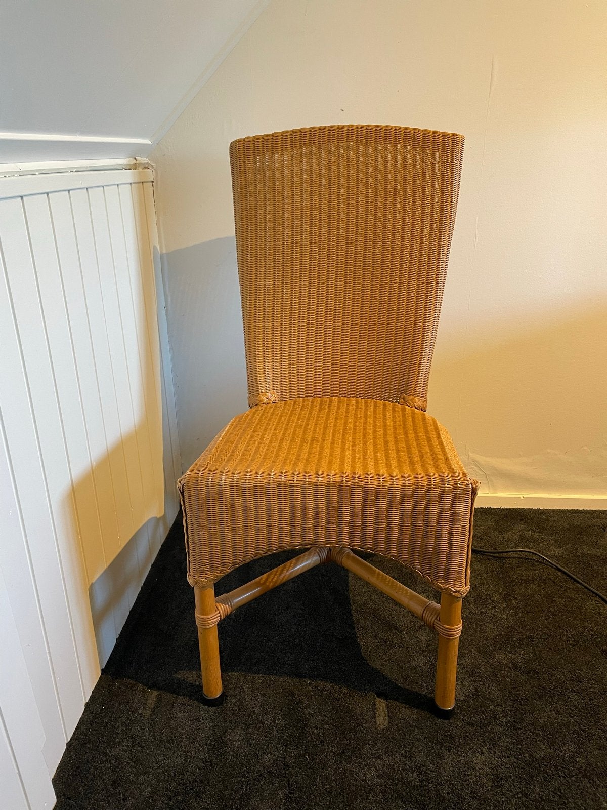 Set van 6 originele Lloyd Loom eetkamerstoelen, Huis en Inrichting, Stoelen, Ophalen, Gebruikt, Bruin, Riet of Rotan