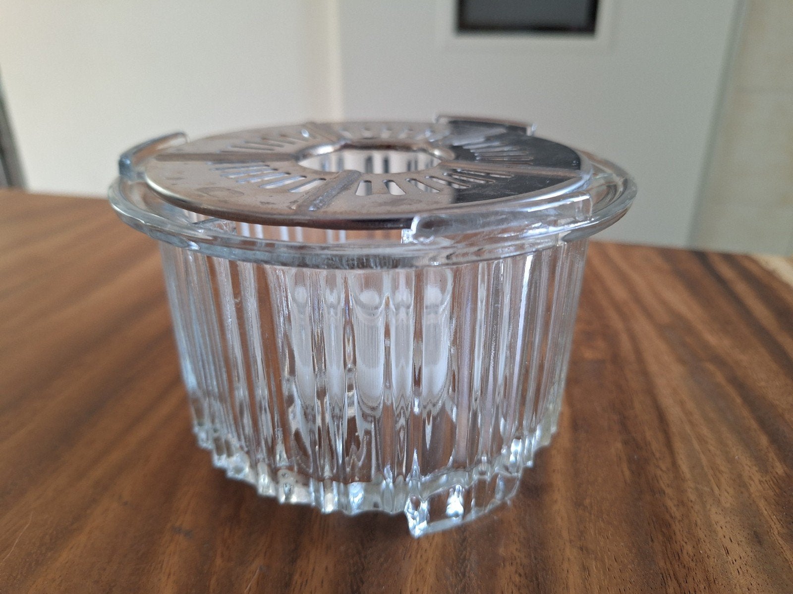 Vintage Glazen Rechaud Warmhouder met Metalen Rooster, Huis en Inrichting, Ophalen of Verzenden, Gebruikt, Glas