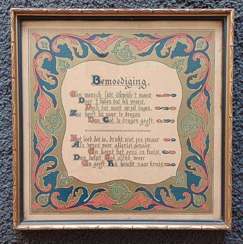 Amsterdamse school spreuk kalligrafie, Antiek en Kunst, Ophalen of Verzenden, Overige typen
