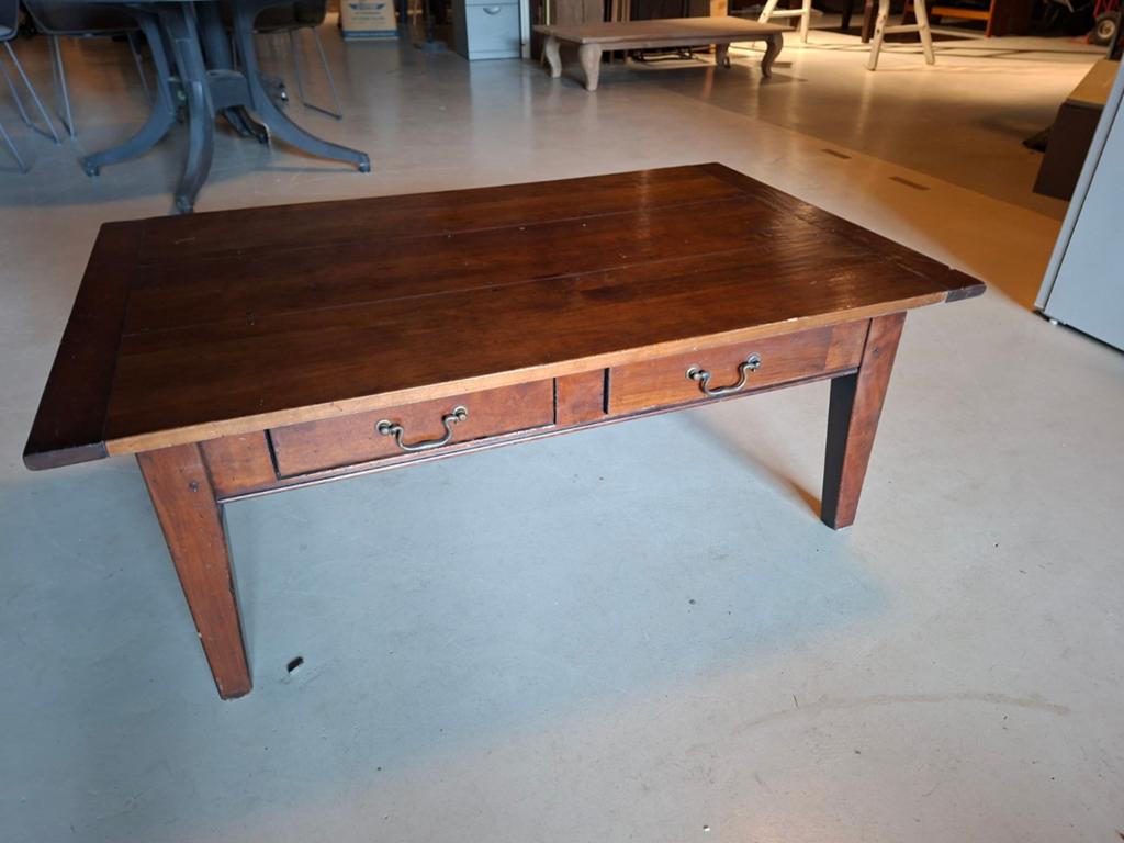 Teakhouten Salontafel met Doorgetrokken Lades - 120x75x46cm, Gebruikt, 50 tot 100 cm, 100 tot 150 cm, Teakhout