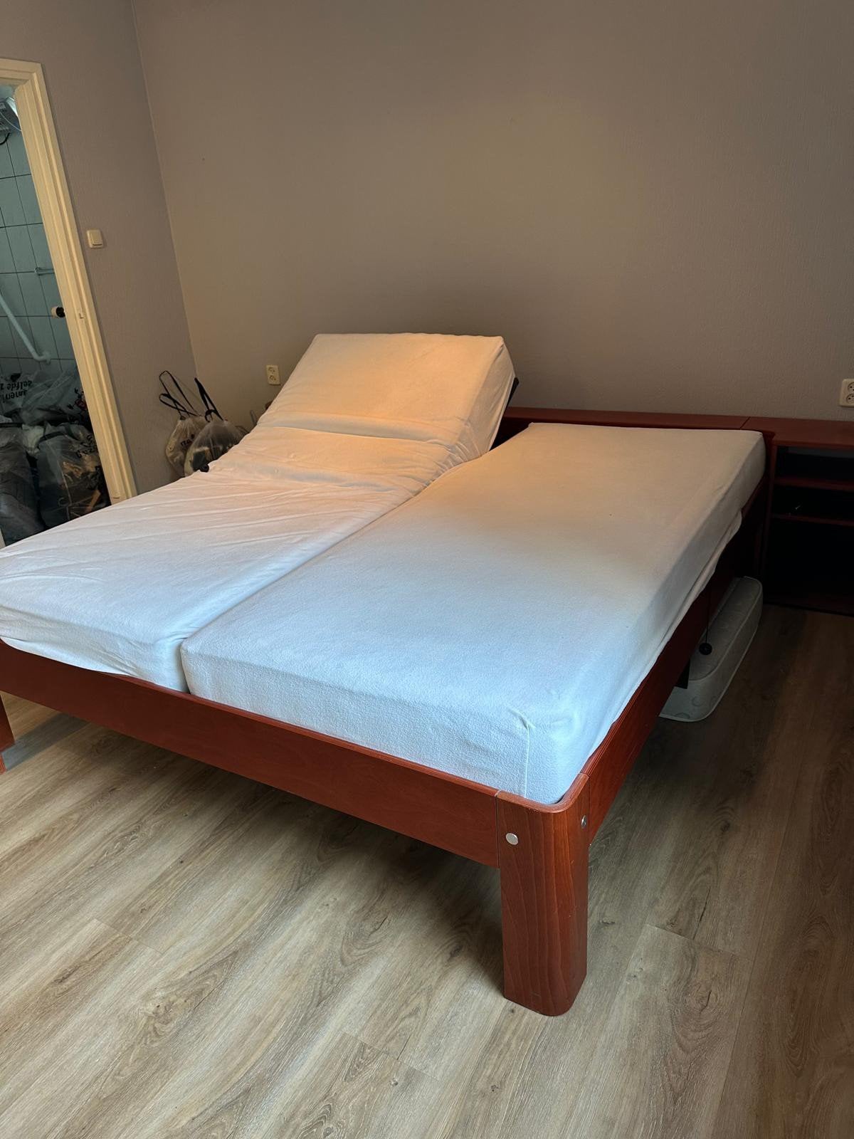 Auping Auronde bed model 1500- kersenhouten designklassieker, Huis en Inrichting, Slaapkamer | Bedden, Ophalen, Verstelbaar, Tweepersoons