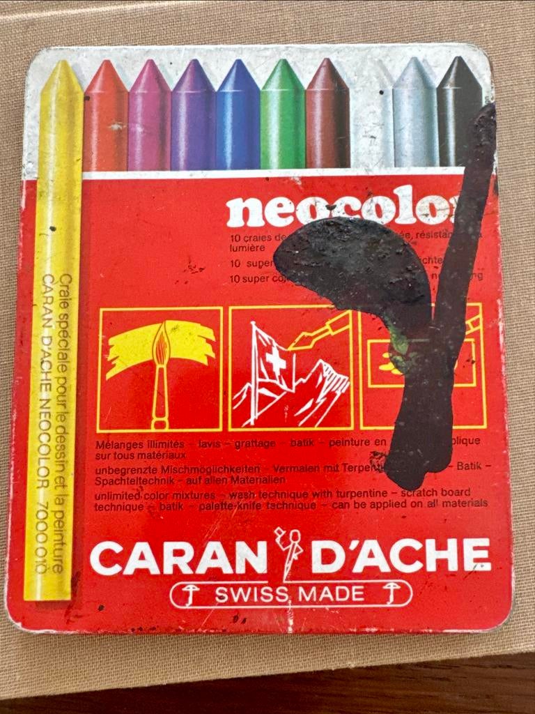 Vintage Caran d'Ache Neocolor 1 Krijtjes Jaren '60, Hobby en Vrije tijd, Tekenen, Ophalen of Verzenden, Gebruikt, Potlood of Stift