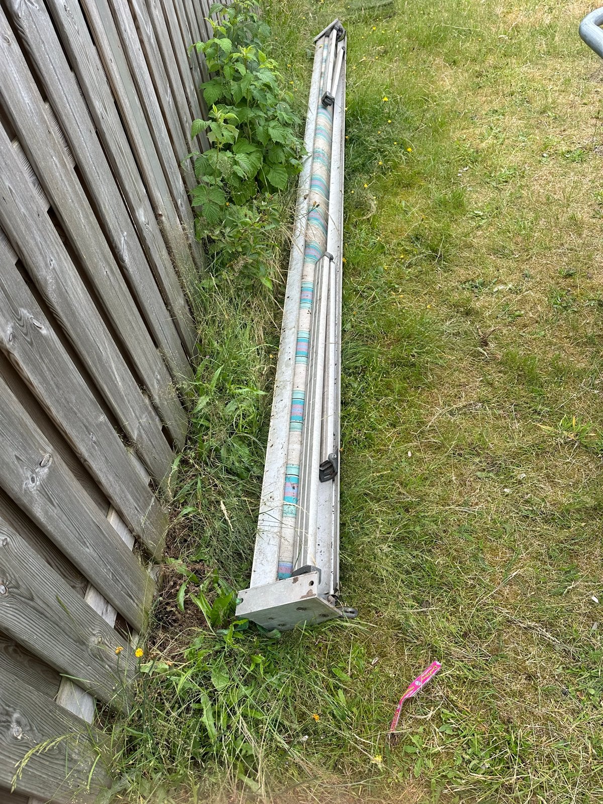 Zonnescherm 6 meter breed - Gebruikt, Ophalen, Gebruikt, 450 cm of meer, 150 tot 300 cm