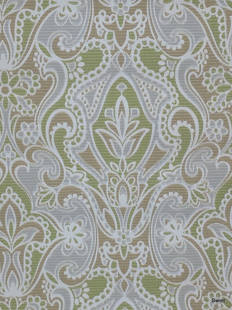 4940 barok groen wit beige vintage ornament zacht retro 70s, Ophalen of Verzenden, Groen