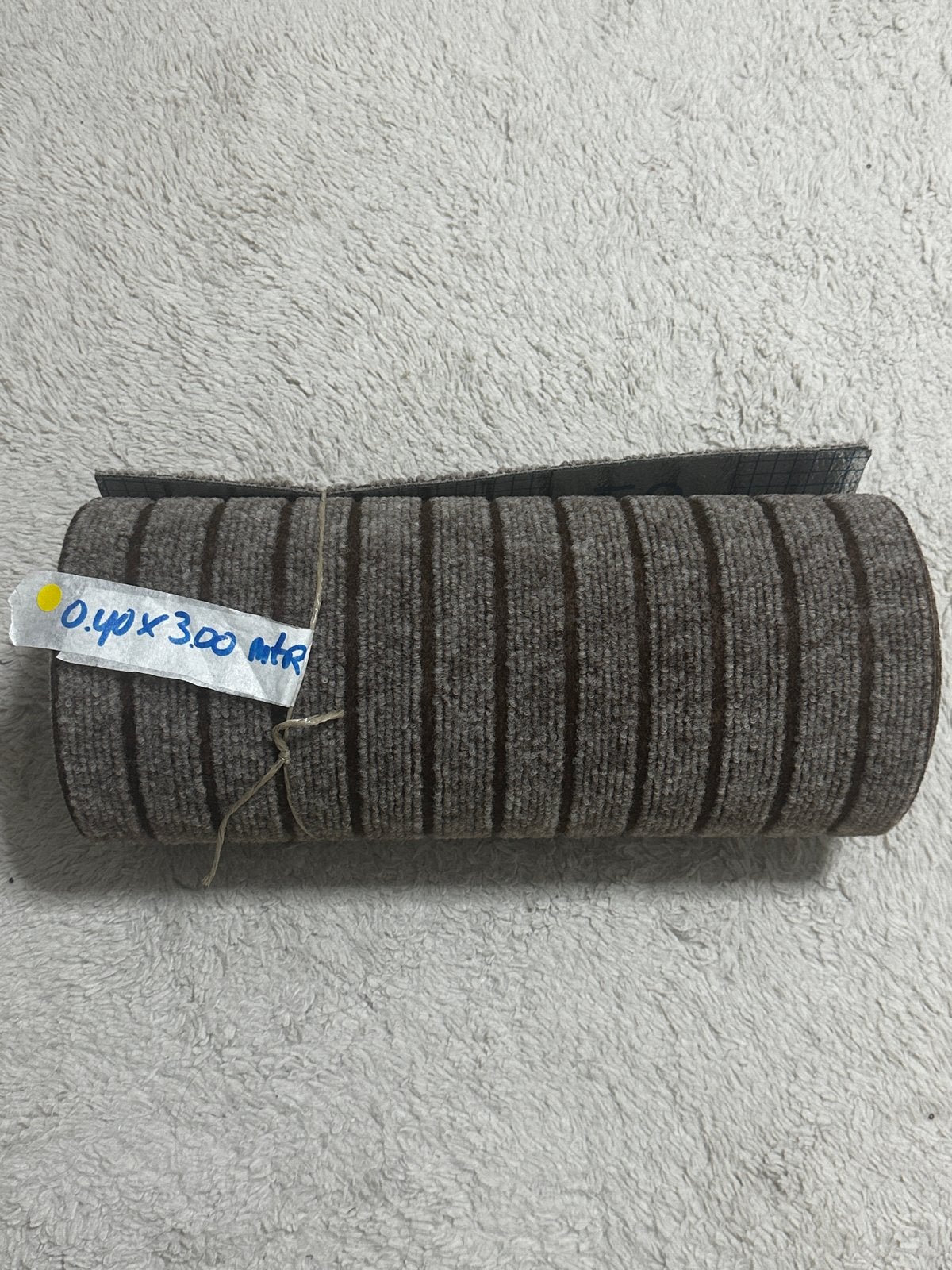 Tapijtrol 0.40 x 3.00 meter - Grijs gestreept, Minder dan 50 cm, Ophalen of Verzenden, Grijs, Rechthoekig
