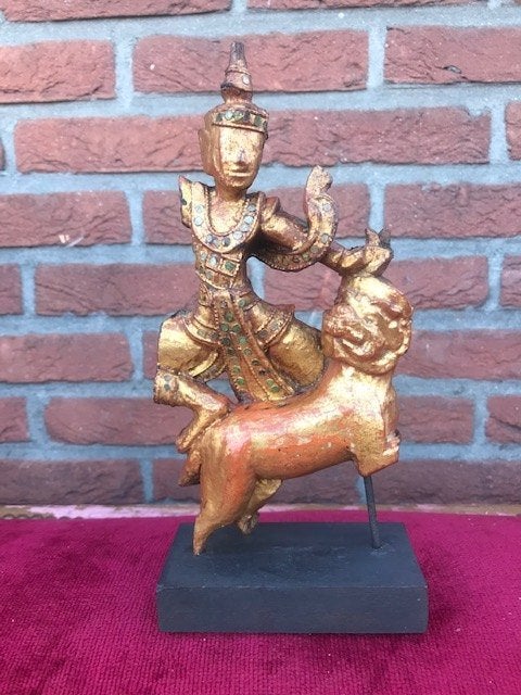 antieke Thaise houten sculptuur, Antiek en Kunst, Houtsnijwerk, Ophalen of Verzenden, Hout, Azië