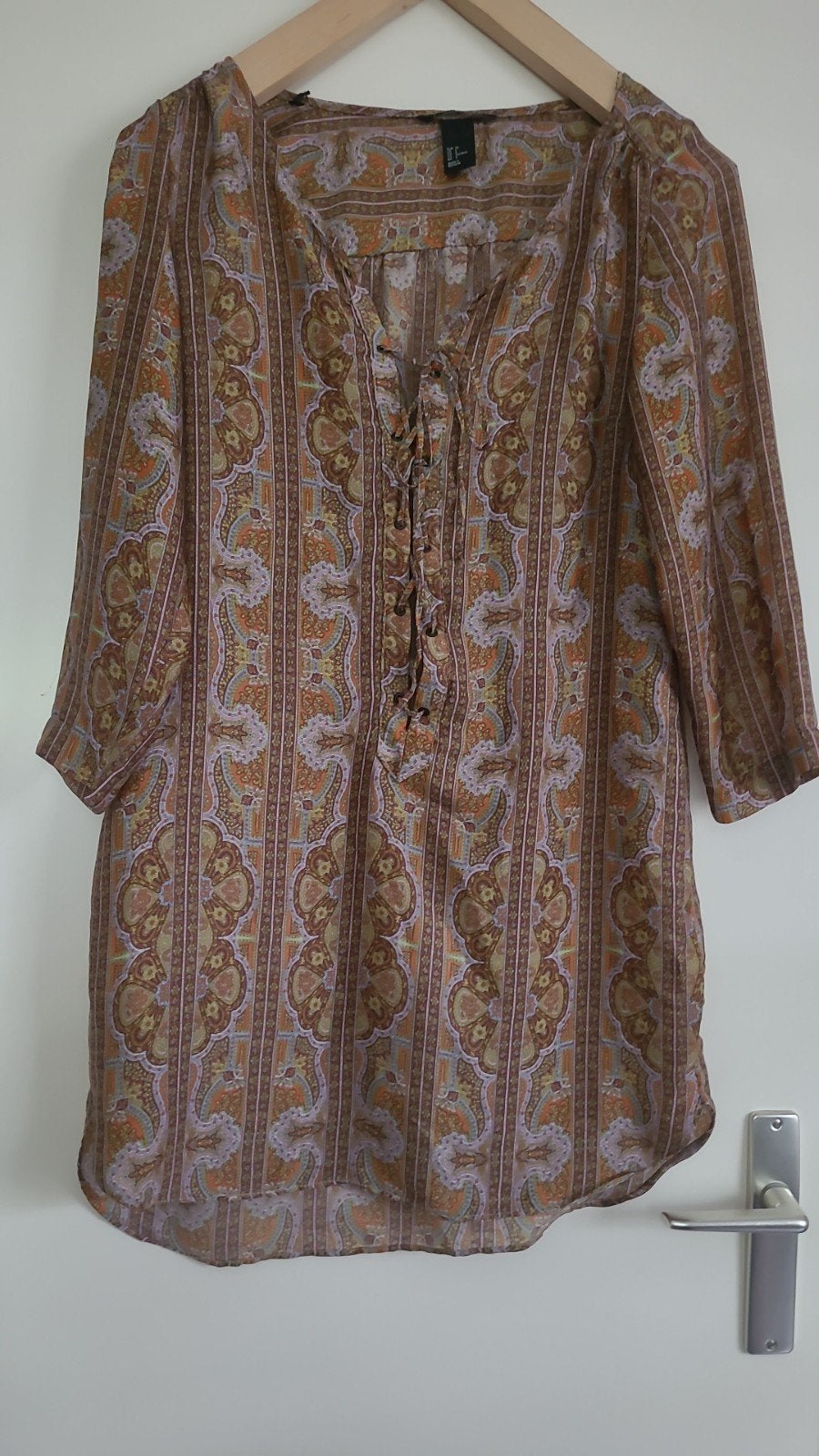 H&M Blouse/tuniek Paisley Print/ Vetersluiting - M 36 (S), H&M, Meerkleurig, Ophalen of Verzenden, Zo goed als nieuw