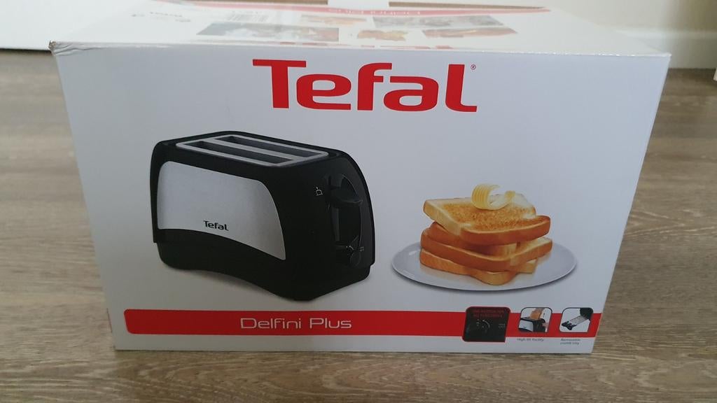 Tefal Delfini Plus broodrooster - Nieuw in doos, Witgoed en Apparatuur, Broodroosters, Ophalen of Verzenden, Nieuw, Uitneembare kruimellade