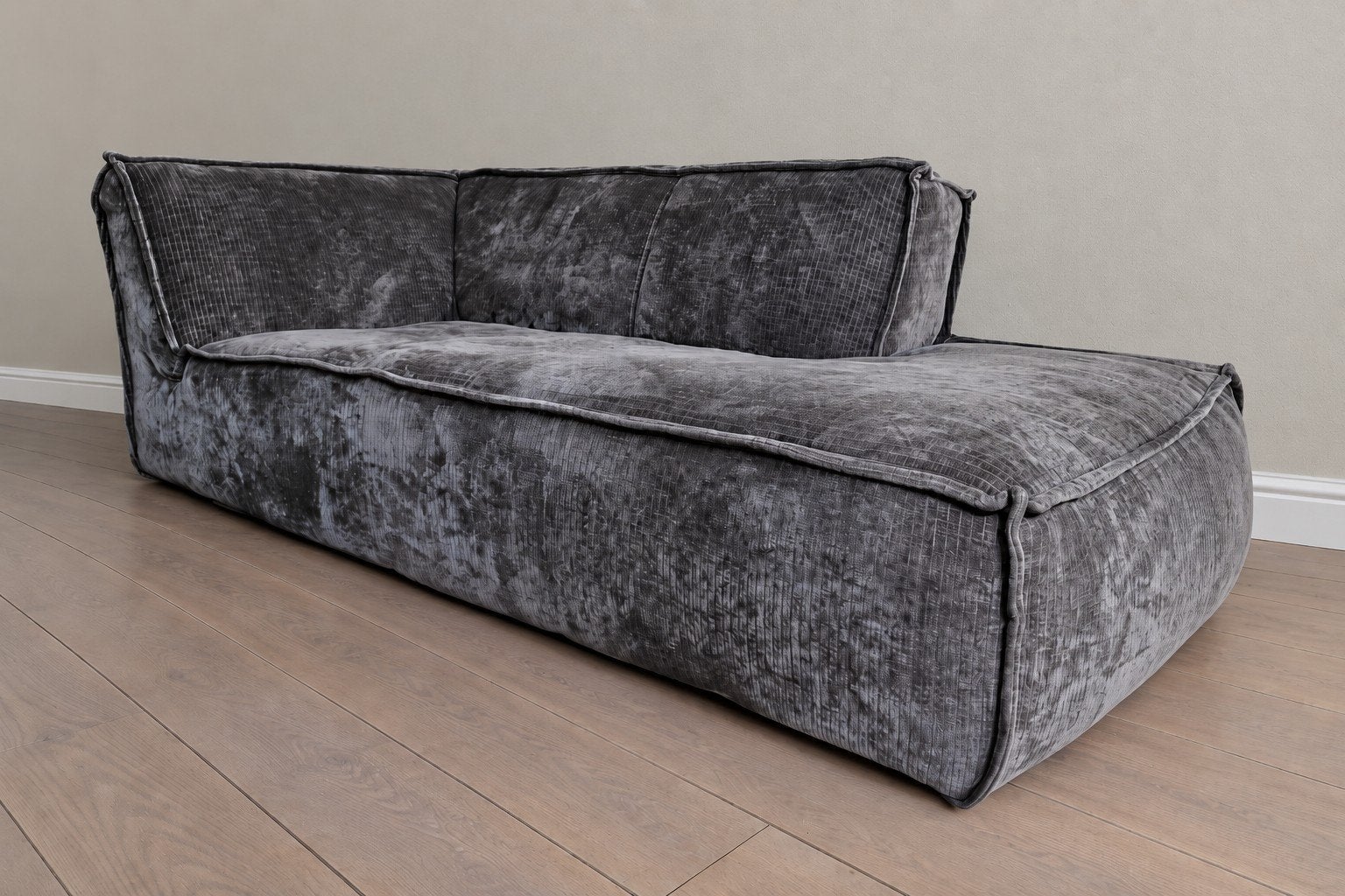 Loungebank grijs ribstof, 100 tot 125 cm, Driepersoons, Ophalen of Verzenden, Zo goed als nieuw