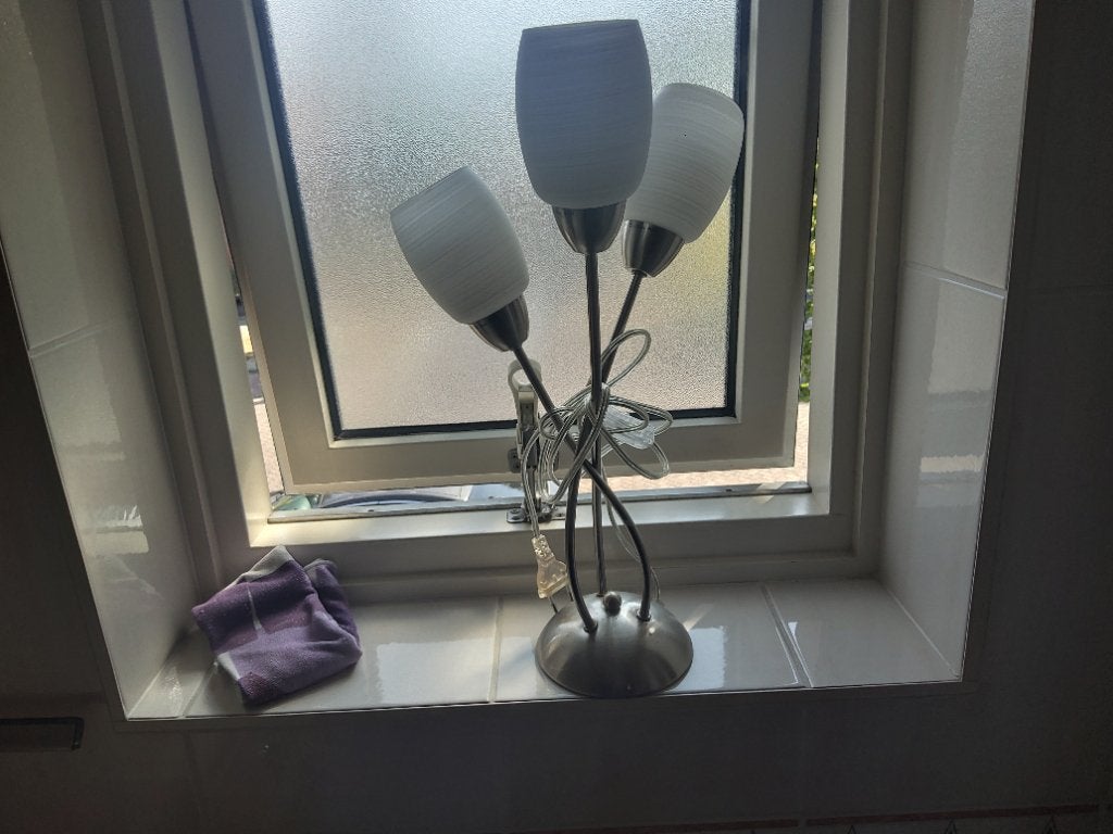 Staande lamp, Huis en Inrichting, Lampen | Vloerlampen, Ophalen of Verzenden, Zo goed als nieuw, Glas, Minder dan 100 cm