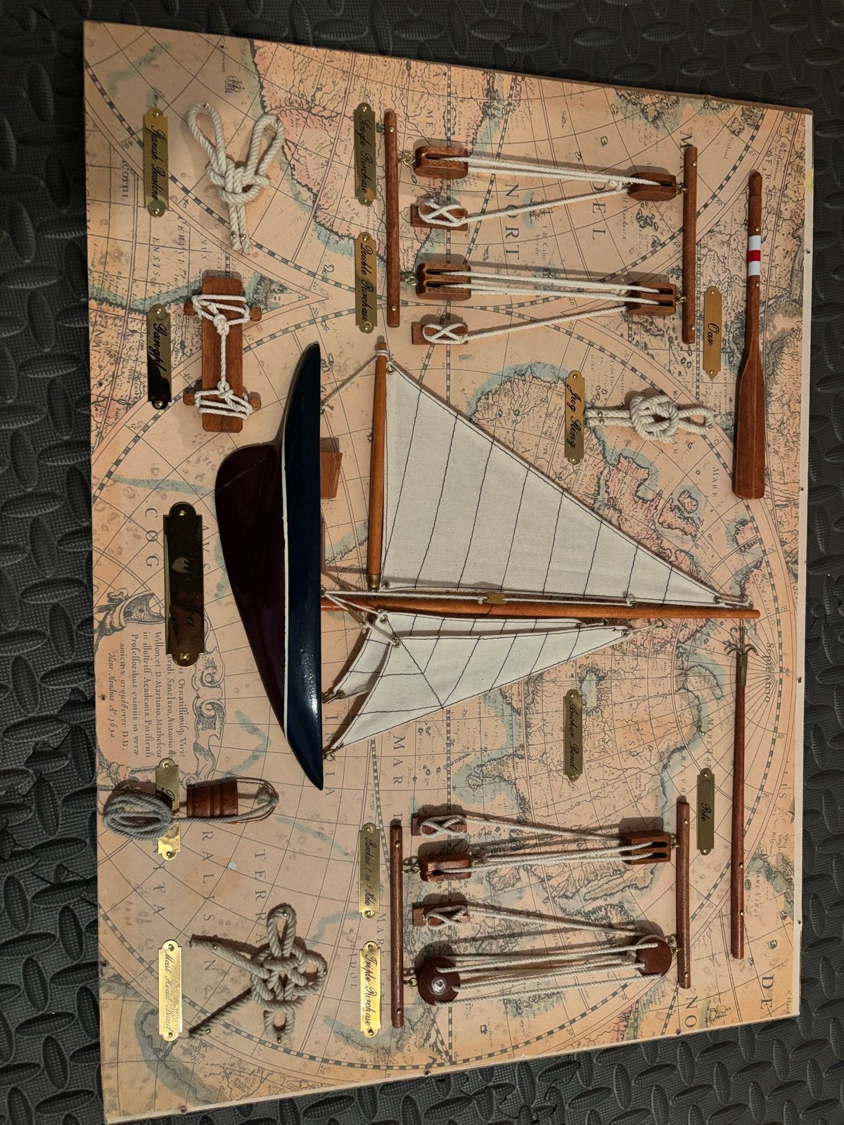 Vintage nautische knopen en tuigage display, Ophalen, -, -, Zo goed als nieuw