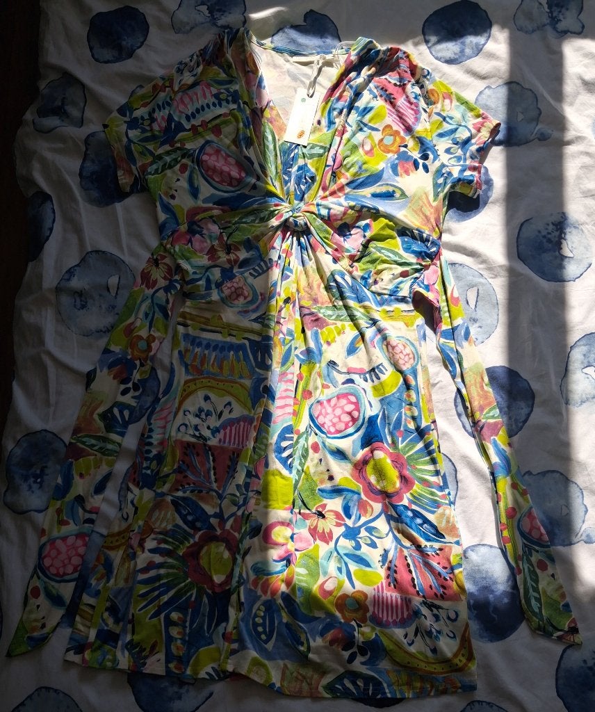 Nieuw met prijskaartje: jurk So Soire maat L, Kleding | Dames, Jurken, So Soire, Maat 42/44 (L), Nieuw, Onder de knie