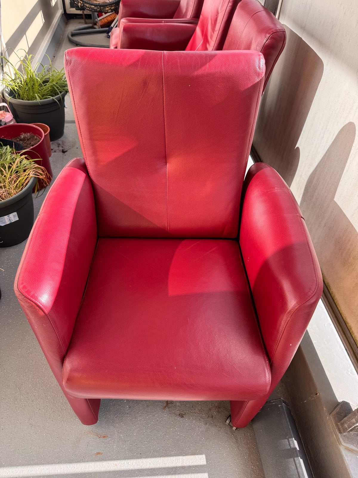 4x Rode Leren Stoelen - Comfortabel en Stijlvol, Ophalen, Gebruikt, Leer, Vier