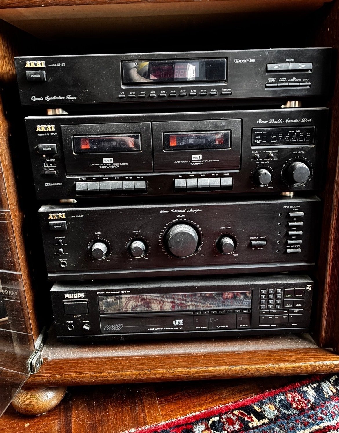 Akai Stereo Set met Philips CD-speler en speakers, Ophalen, Gebruikt, Cassettedeck, Losse componenten