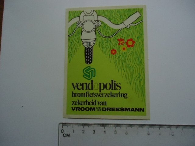 sticker oud V&D Brommer vroom dreesmann flowerpower retro, Verzenden, Zo goed als nieuw, Bedrijf of Vereniging