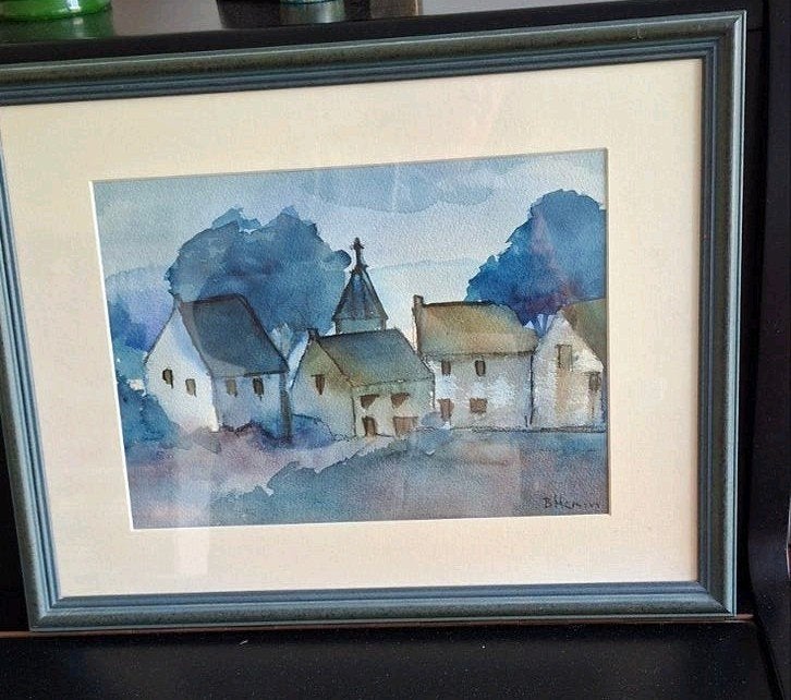 Aquarel dorpsgezicht - gesigneerd, Ophalen, Realistisch, Aquarel, Gesigneerd