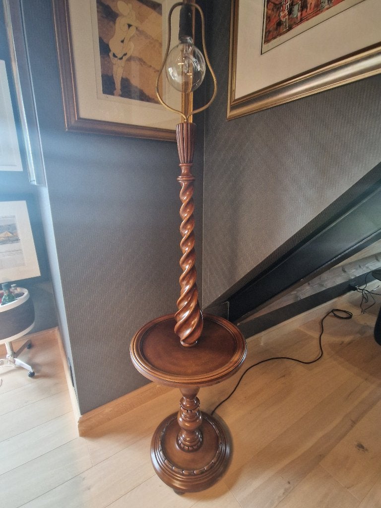Eikenhouten Standaardlamp & Wijntafel, Antiek en Kunst, Ophalen