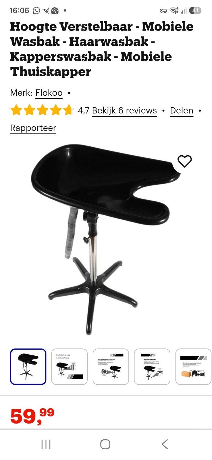 Haarwasbak voor thuis, Ophalen of Verzenden, Zo goed als nieuw