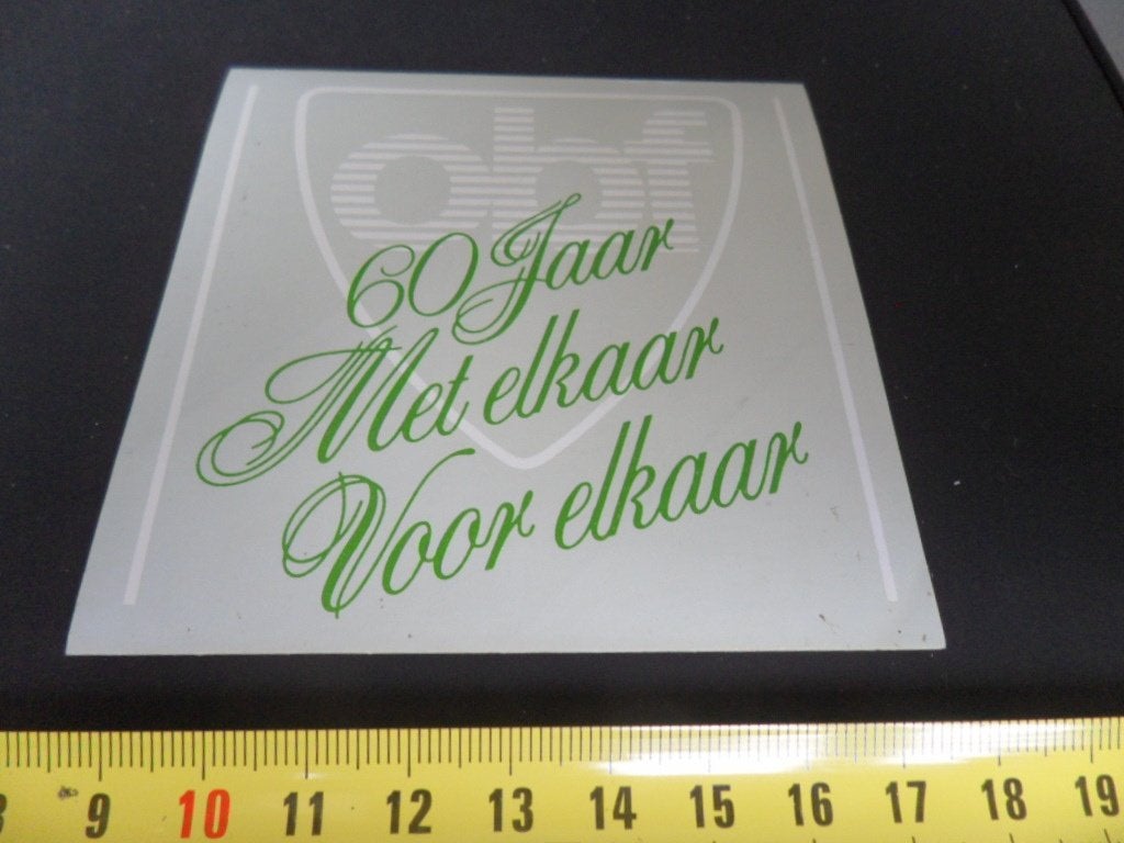 sticker OBF 60 jaar Met elkaar Voor elkaar *, Ophalen, Zo goed als nieuw