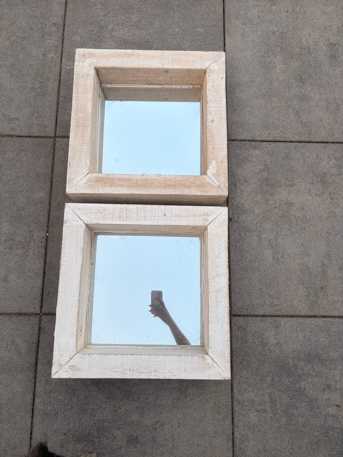2 Spiegels 50x50x11 van Action, leuk voor buiten, Ophalen, Vierkant, Zo goed als nieuw, Minder dan 100 cm