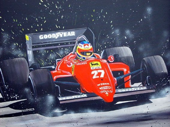 F1 Schilderij EJ Kremer Michelle Alboreto   100 x 120, Verzamelen, Ophalen, Nieuw, Formule 1