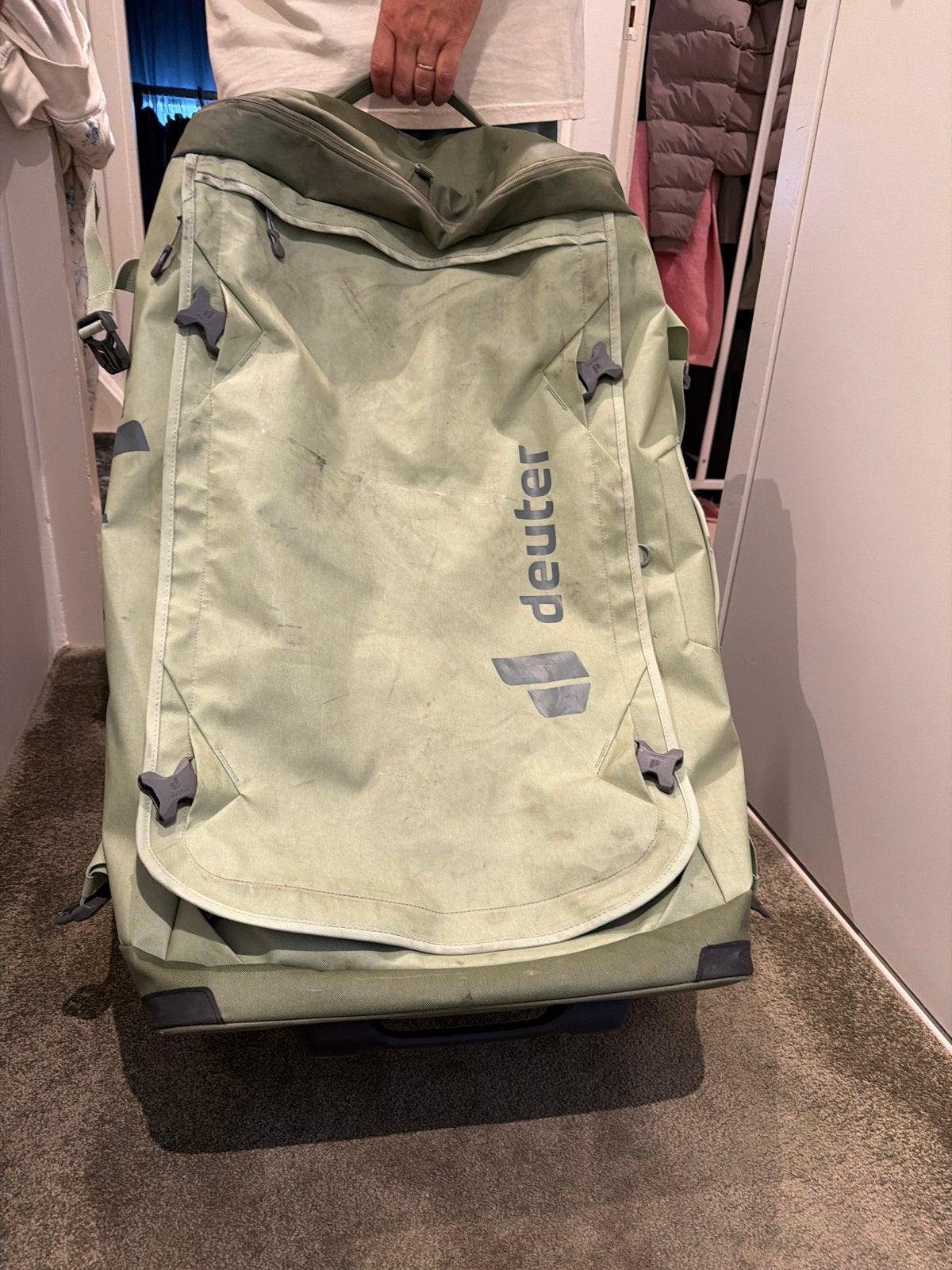 Deuter Duffle Pro Movo 90 - Reistas met wielen, Ophalen, Uitschuifbare handgreep, 30 cm of meer, Gebruikt