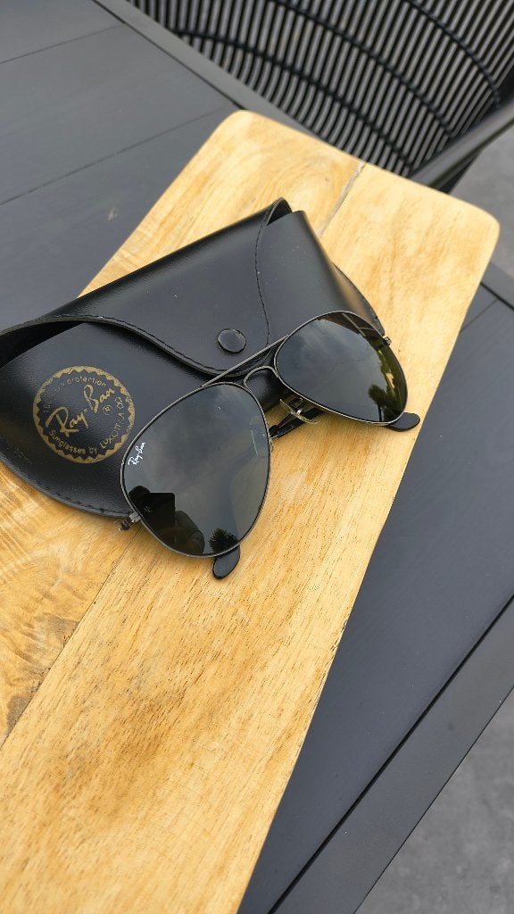 Vintage Ray-Ban Bausch & Lomb Black Chrome Aviator USA 58-14, Sieraden, Tassen en Uiterlijk, Zonnebrillen en Brillen | Heren, Gebruikt