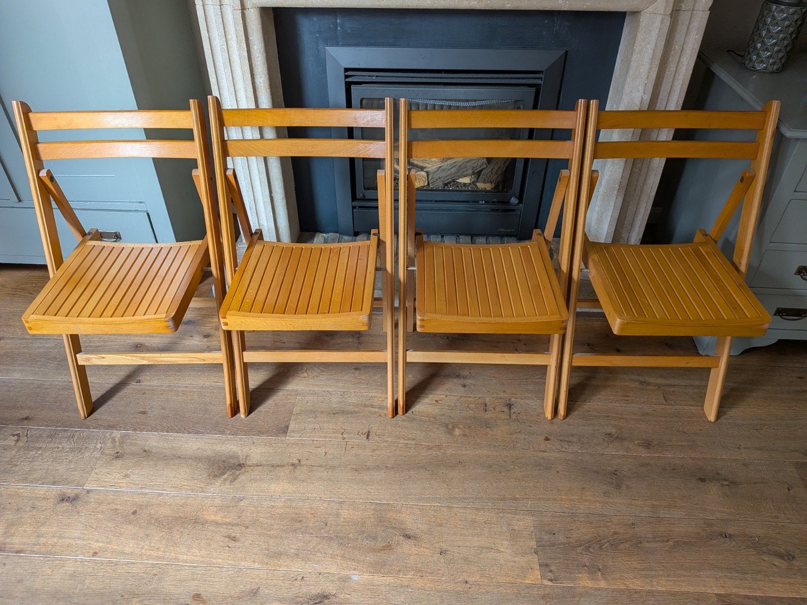 4 Vintage C.T.C. Klapstoelen –jaren'70 Beukenhout – Topstaat, Ophalen, Bruin, Zo goed als nieuw, Vier