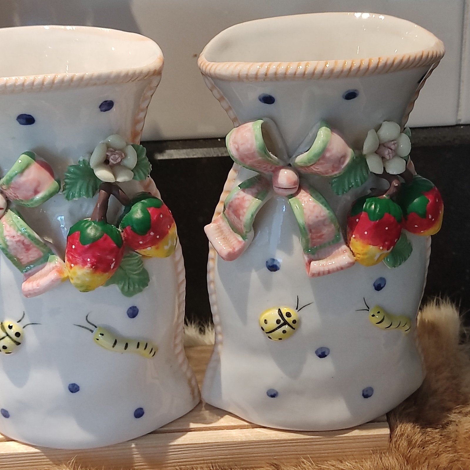 Prachtige Set Vintage Cottagecore Vazen Handgemaakt & Han, Antiek en Kunst, Ophalen of Verzenden