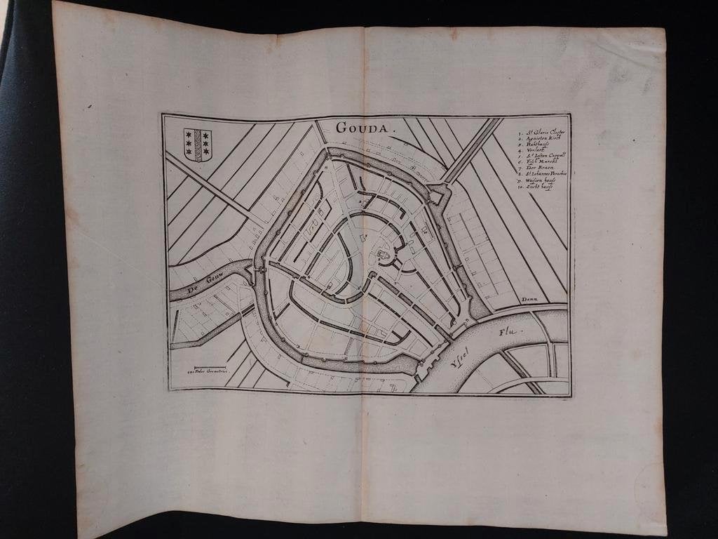 8 / plattegrond van Gouda Gravure uit 1659 van C. Merian, Ophalen of Verzenden