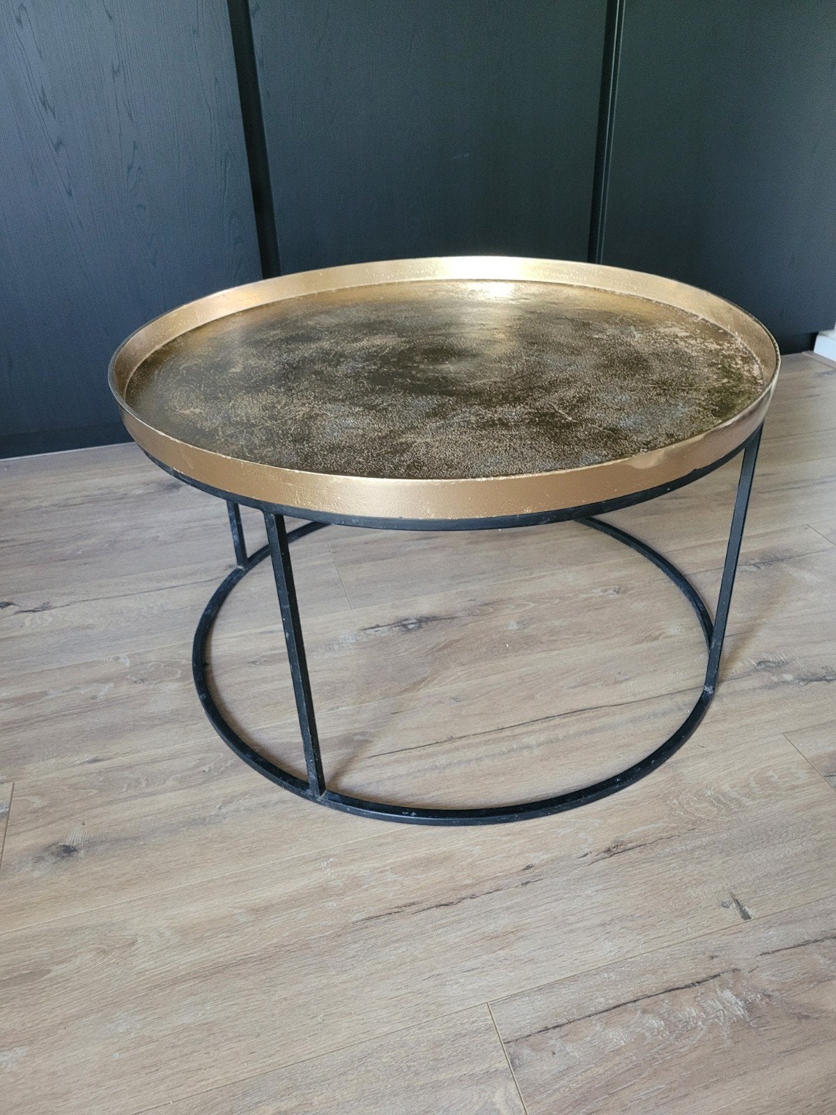 Super leuke gouden Lifestyle metalen salontafel 70x40, Ophalen, 50 tot 100 cm, Rond, 50 tot 100 cm