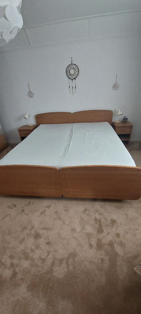 2 persoons bed beuken, Huis en Inrichting, Slaapkamer | Bedden, Ophalen, Gebruikt, Overige kleuren, Tweepersoons