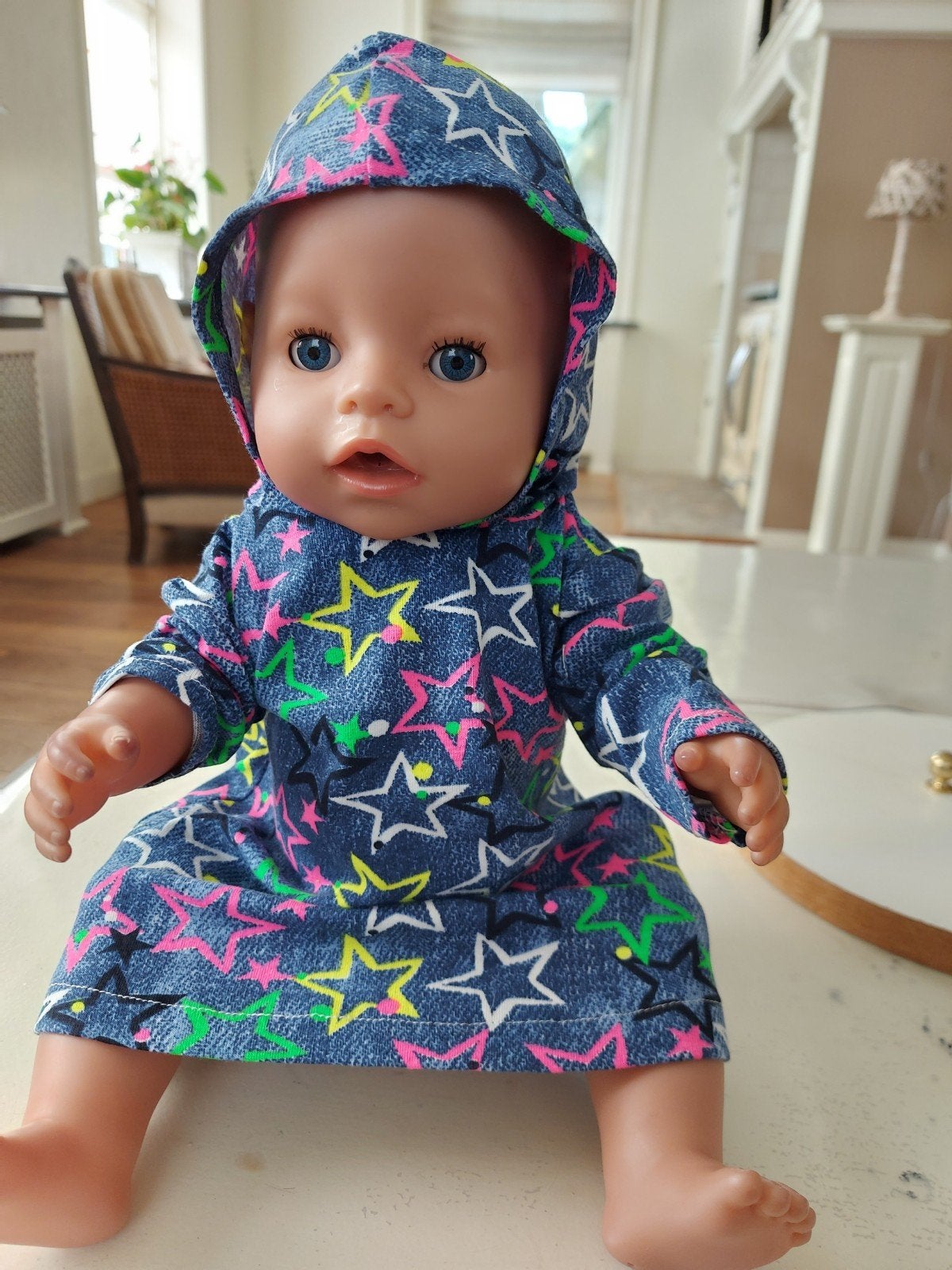 hoody jurk neon ster baby born pop 43cm, Ophalen of Verzenden, Nieuw, Babypop