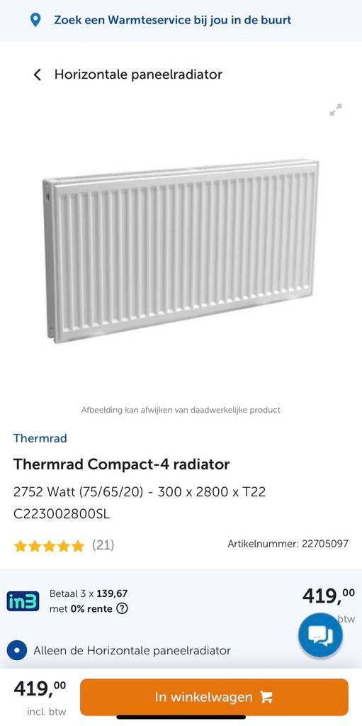 Compacte T22 radiatoren gebruikt 2x 280x30x10 en 1x 90x50x10, Doe-het-zelf en Verbouw, Verwarming en Radiatoren, Ophalen, 30 tot 80 cm