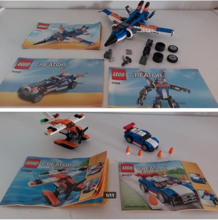 Lego Creator, 3 complete sets, 31008, 31027, 31028, Lego, Inclusief instructies, Ophalen of Verzenden, Zo goed als nieuw