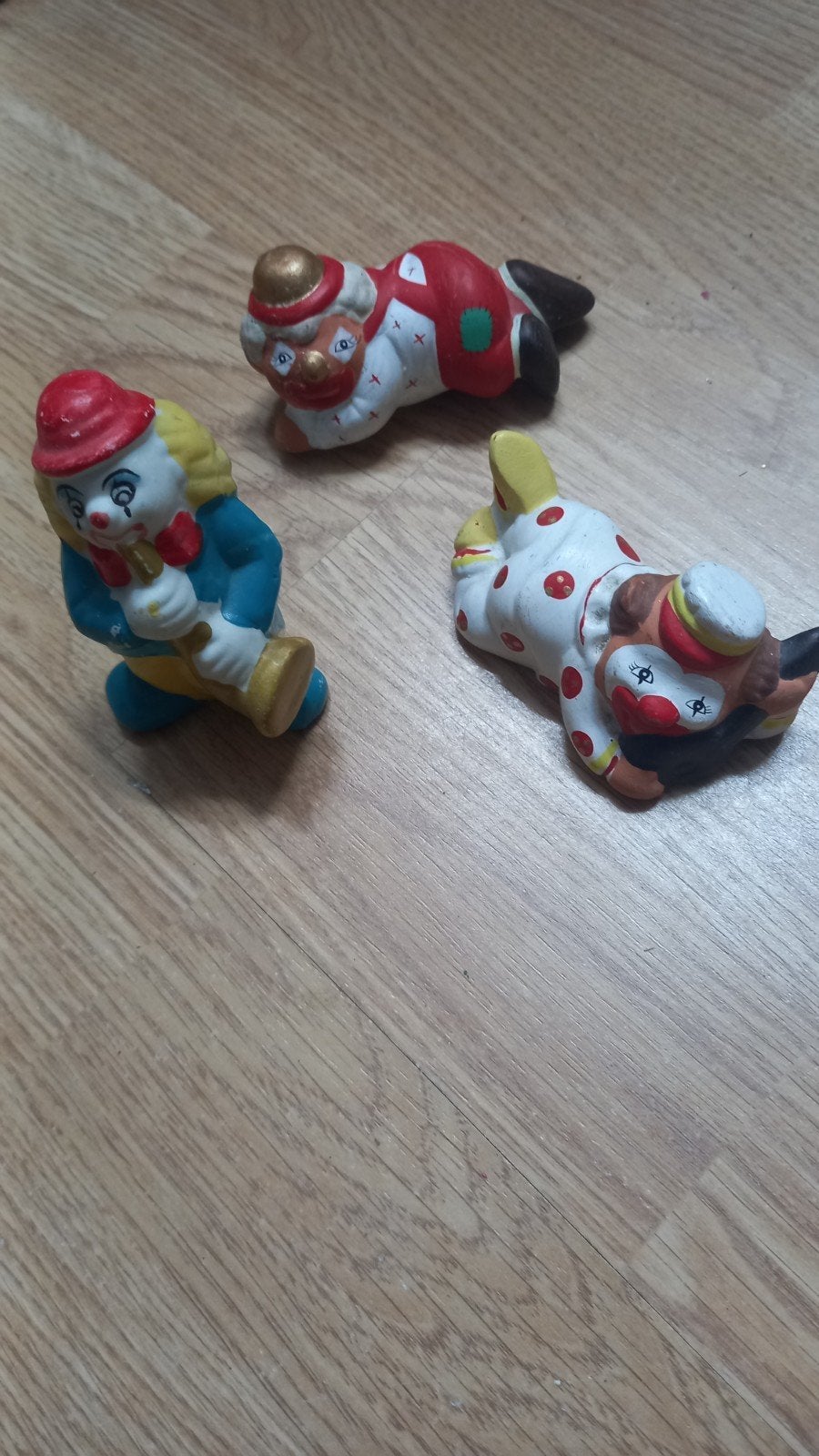 3 Aardewerk Clown Beeldjes - Vintage Decoratie, Ophalen of Verzenden, Gebruikt