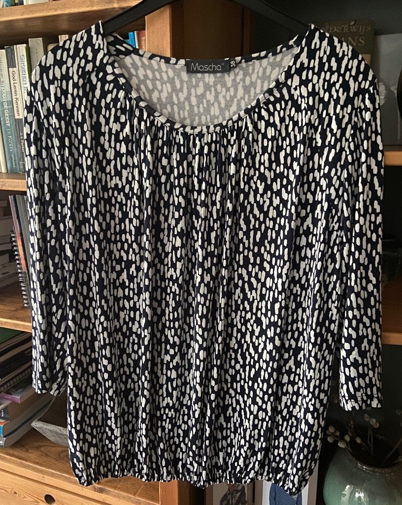 Blauw witte Mascha bloes/blouse, maat 38, Kleding | Dames, Ophalen of Verzenden, Zo goed als nieuw, Maat 38/40 (M), Blauw