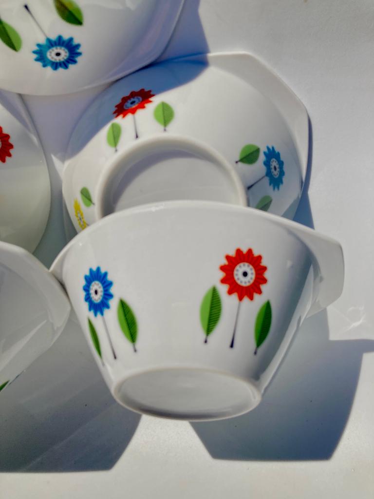 5 California jaren 70 soepkommen vintage design bloemmotief, Overige materialen, N, N, Ophalen of Verzenden