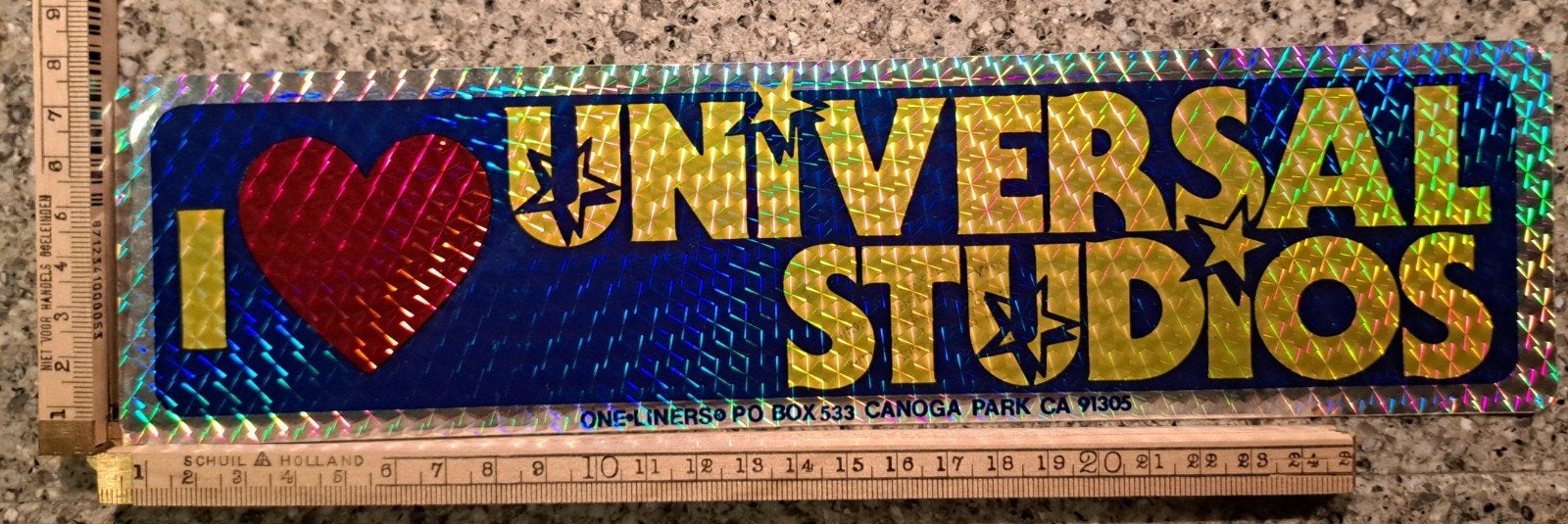 Vintage glinstert sticker Amerika I ️ ️ Universal Studio's, Ophalen of Verzenden, Zo goed als nieuw