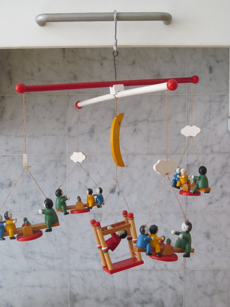 Vintage houten mobiel kinderkamer, Ophalen of Verzenden, Gebruikt, Ophangbaar, Overige typen
