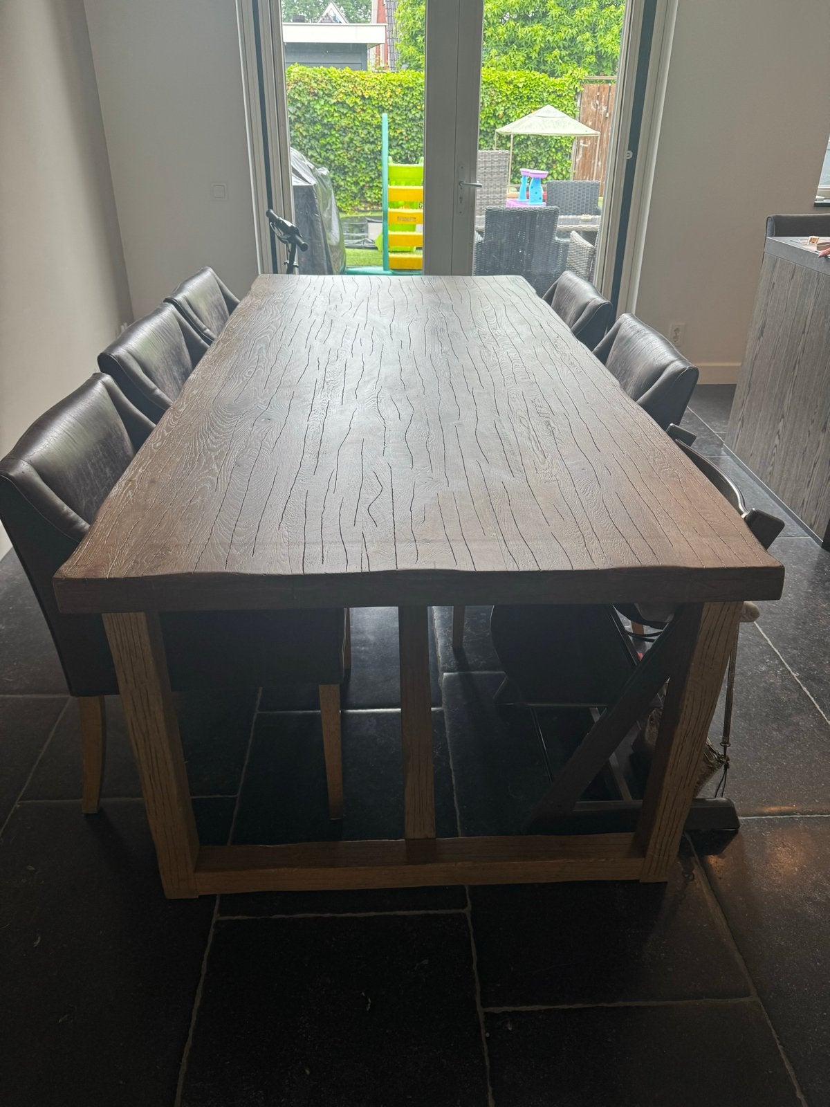 Riviera Maison Saville Row arm dining chair (5 stuks), Huis en Inrichting, Ophalen, Gebruikt, Bruin, Leer
