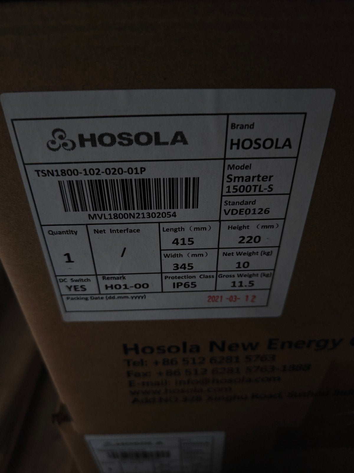Hosola 1500tl-s omvormer nieuw in doos zonder garantie!, Ophalen