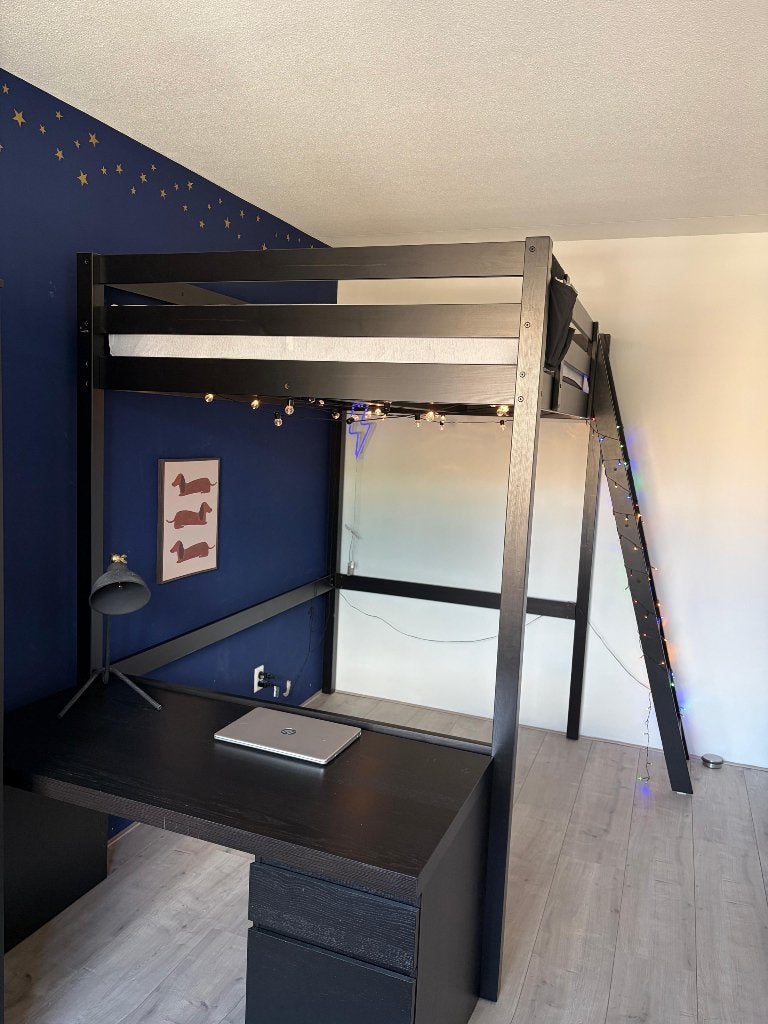 Ikea hoogslaper Stora 140x200, Huis en Inrichting, Slaapkamer | Stapelbedden en Hoogslapers, Ophalen, Hoogslaper, Tweepersoons