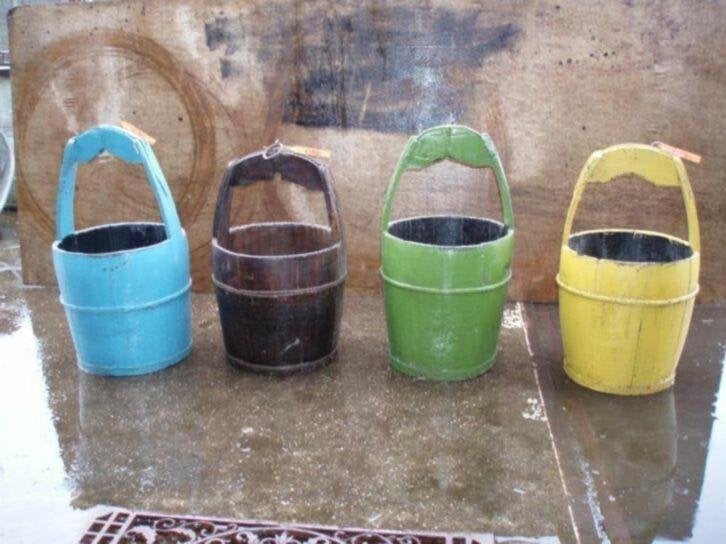 Houten emmers te koop., Ophalen, Gebruikt, Handelsondernemingdeeekhoorn@hotmail.com, De Eekhoorn