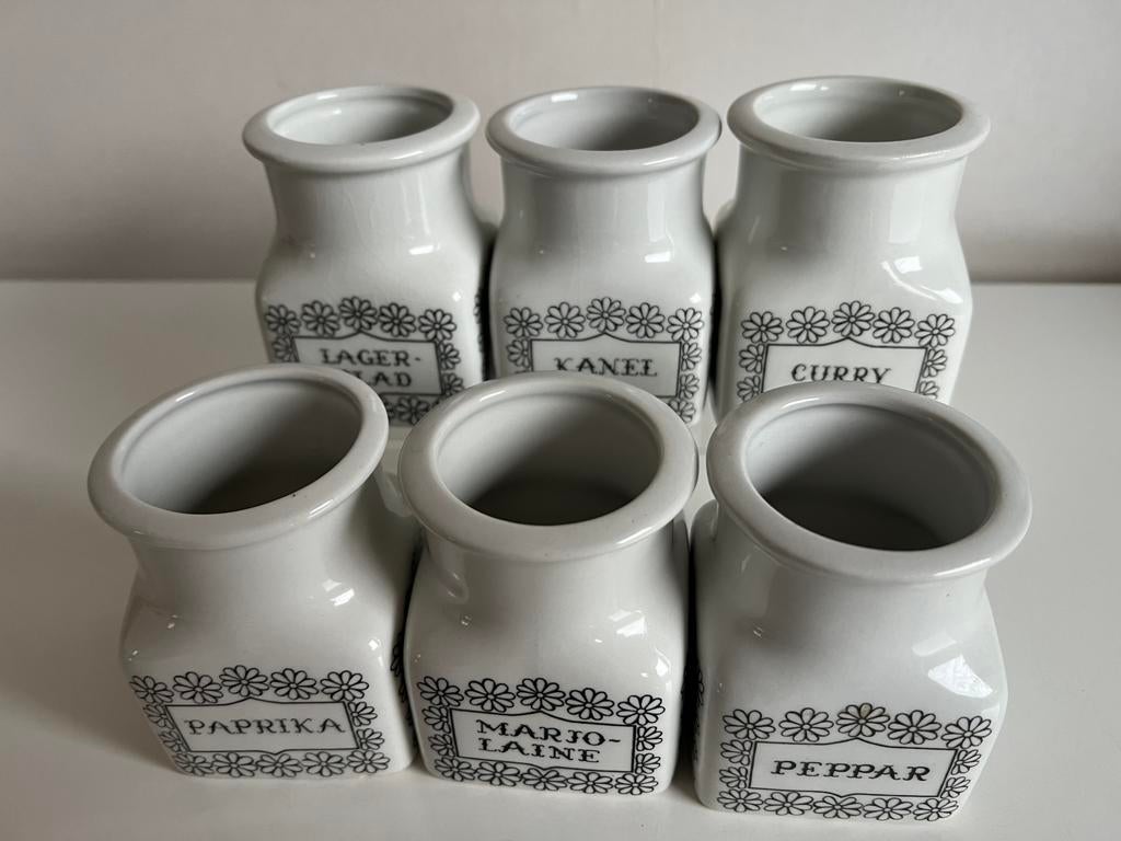 6 ARABIA Finland Kruidenpotjes Ulla Procopé 60’s, Ophalen of Verzenden